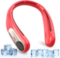 Portable Neck Fan Red - Personal Wearable Bladeless Fan with LED