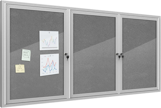 70inx34in Lockable Outdoor Bulletin Board for School & Office