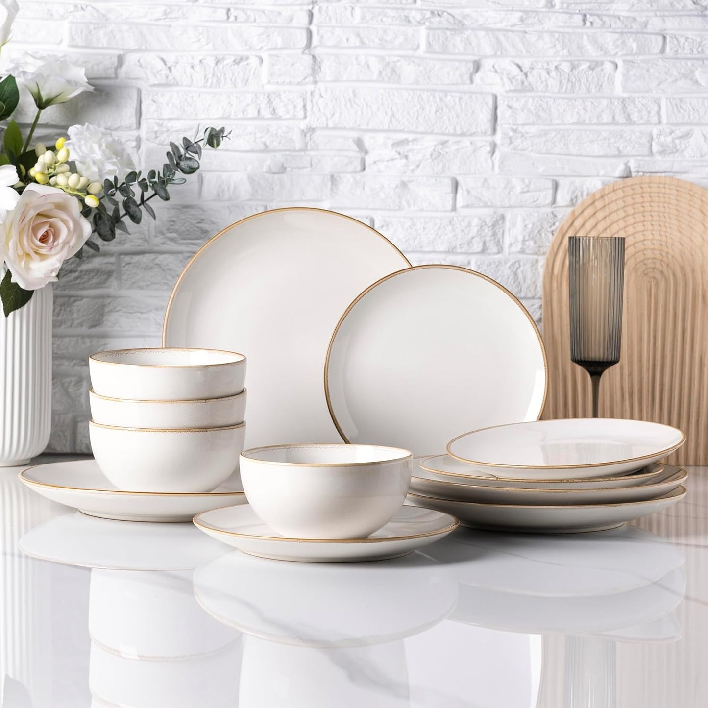 GBHOME Ceramic Dinnerware Set for 4 - 12 Pieces Stoneware