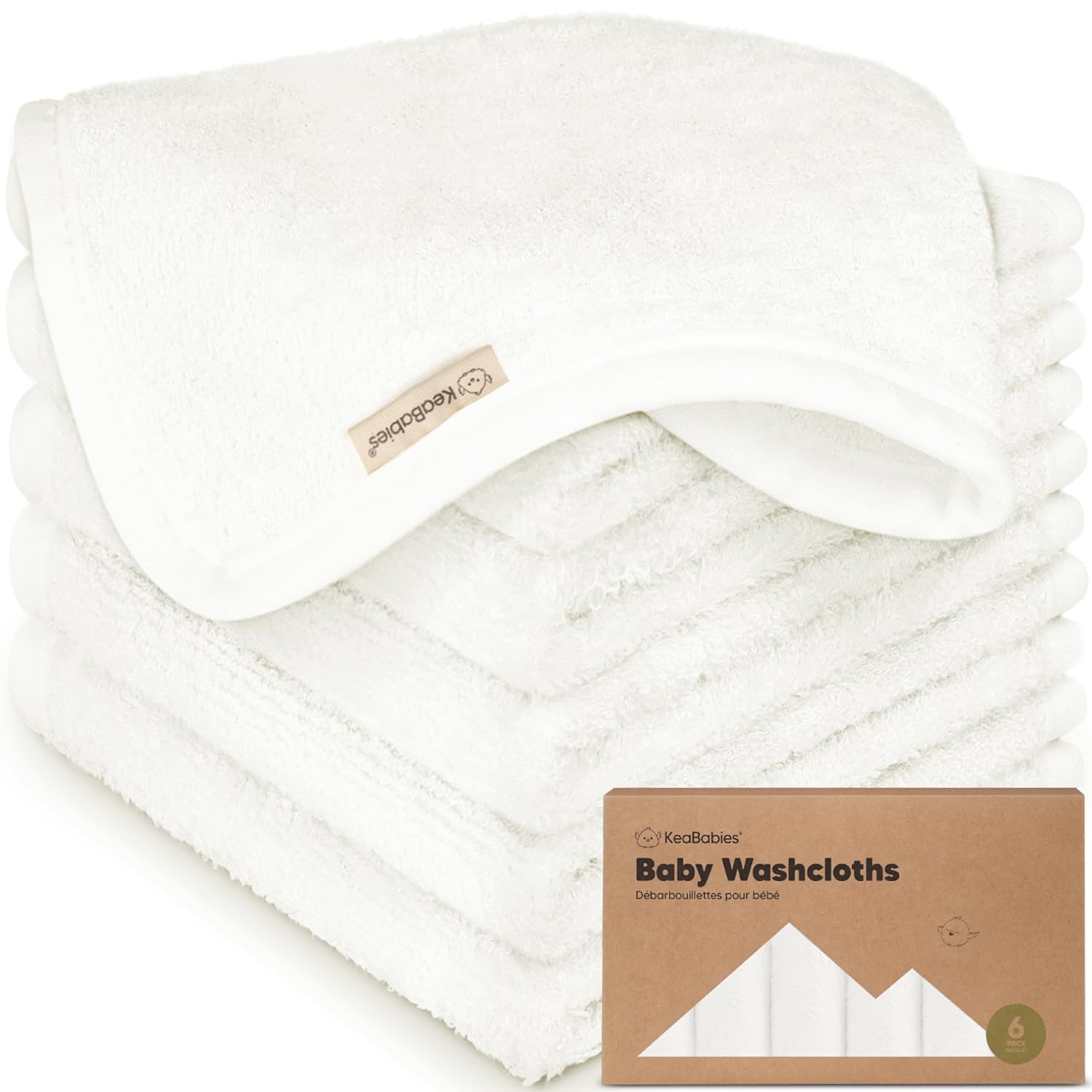 KeaBabies Bamboo Baby Washcloths - Soft & Gentle