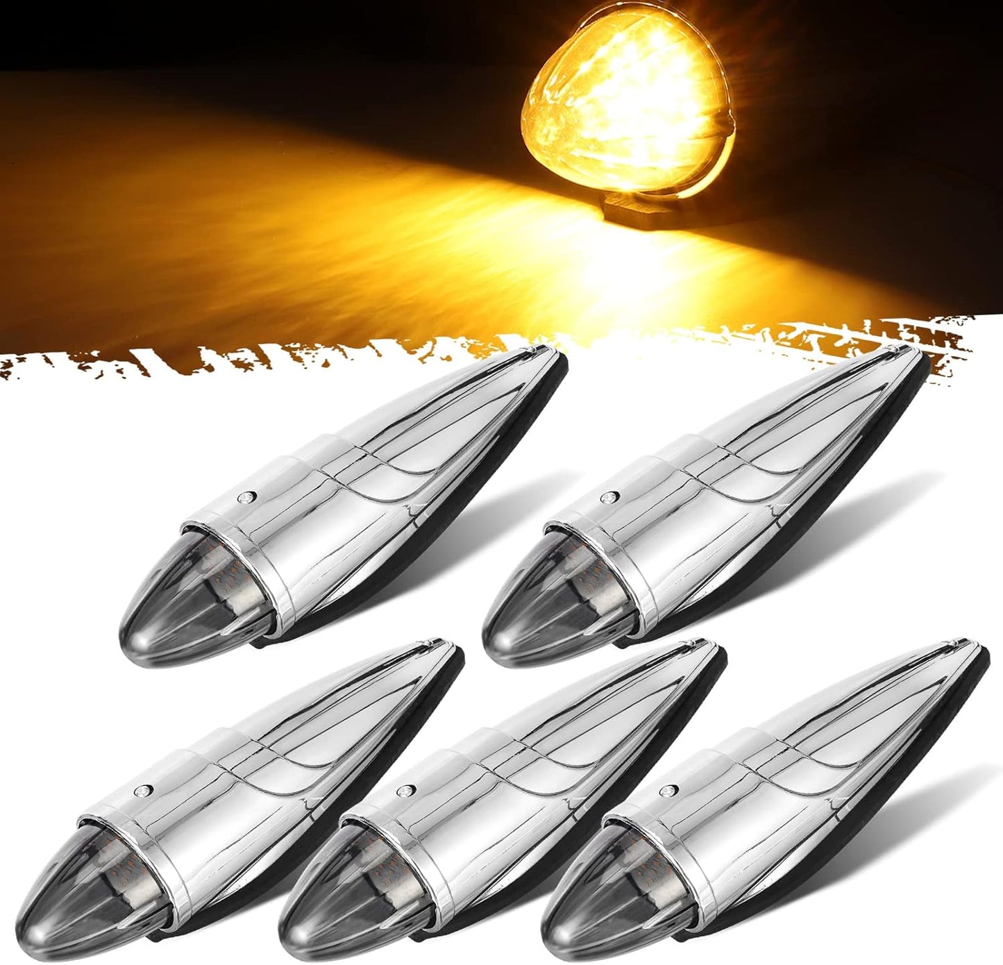 Partsam 5PCS 21LED Smoke Torpedo Cab Marker Lights for Trucks