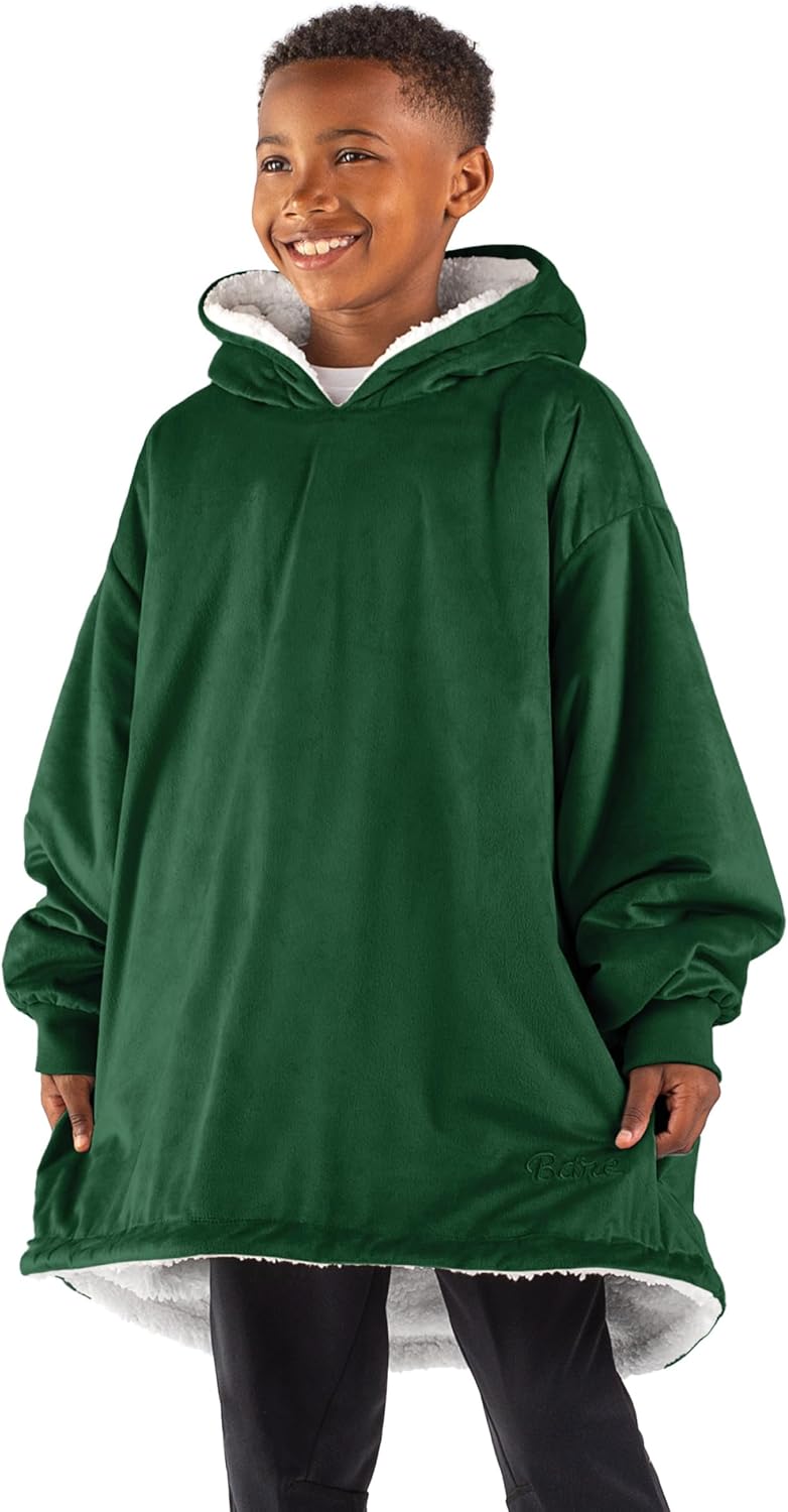 Bare Home Wearable Blanket Hoodie - Cozy Oversized Sherpa Comfort
