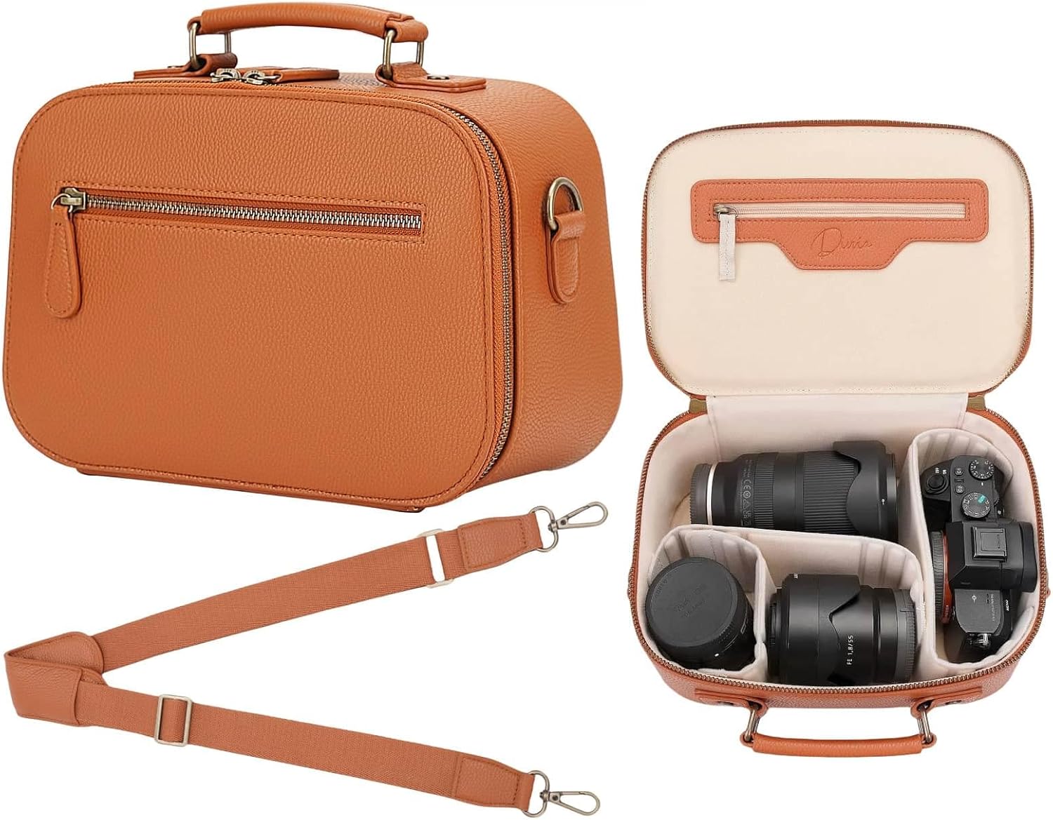 Camera Sling Bag for Photographers - Waterproof PU Leather Case