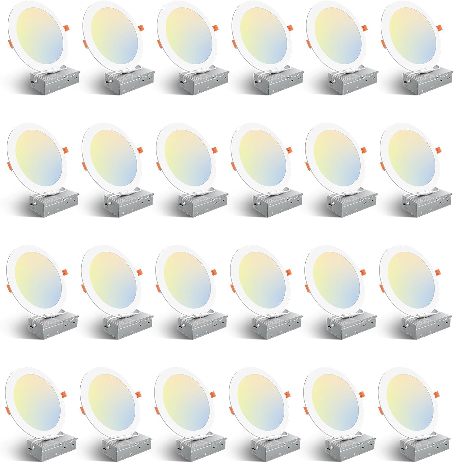 Ultra-Thin 8 Inch LED Recessed Ceiling Light - 24 Pack