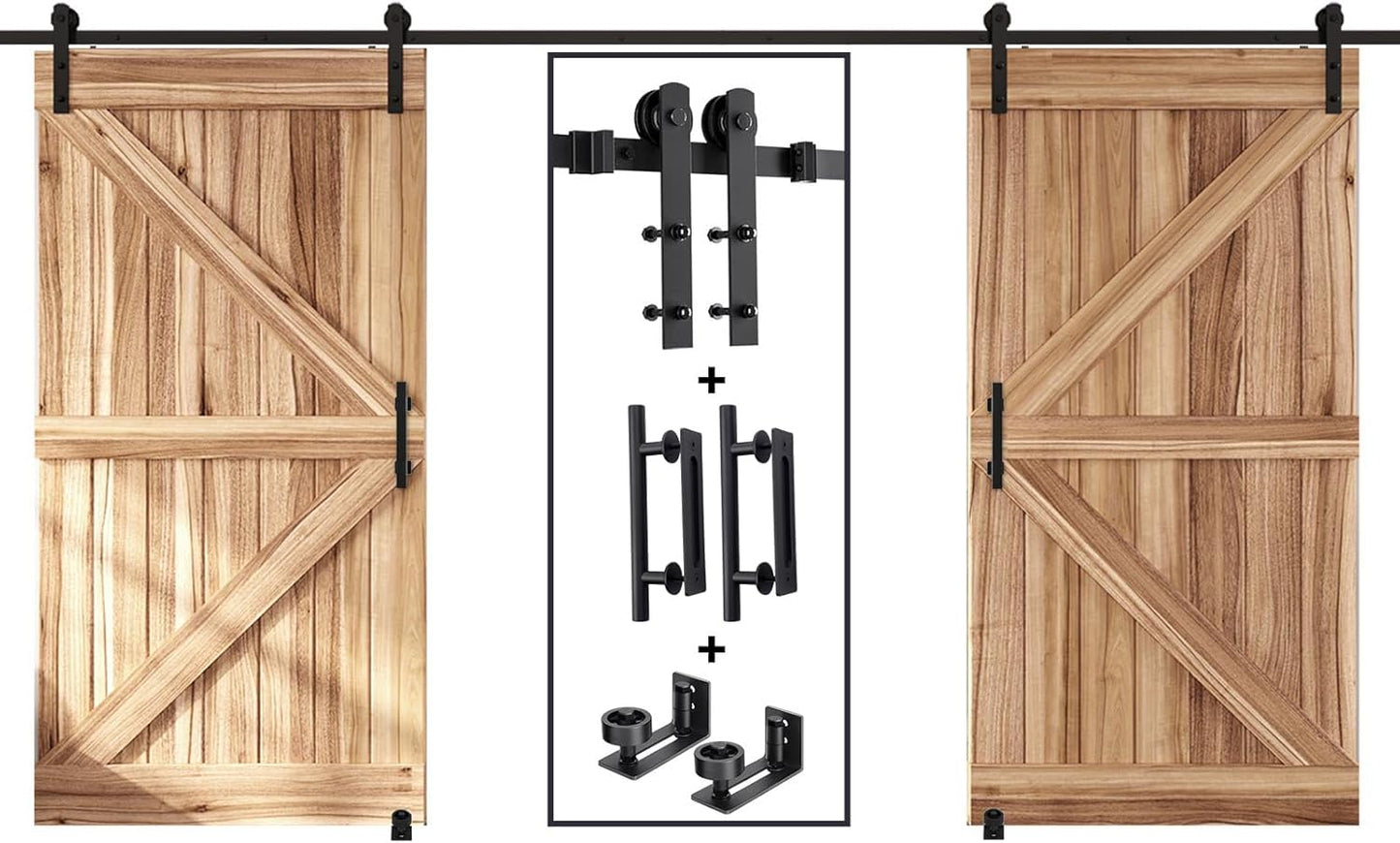 EaseLife 16 FT Double Sliding Barn Door Track Hardware Kit