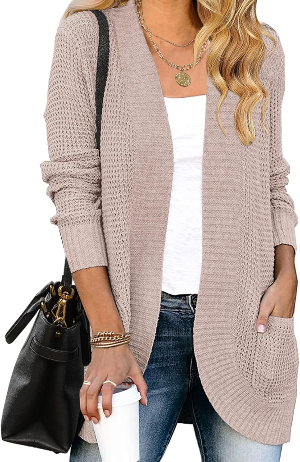 MEROKEETY Womens Long Sleeve Open Front Cardigans for Fall
