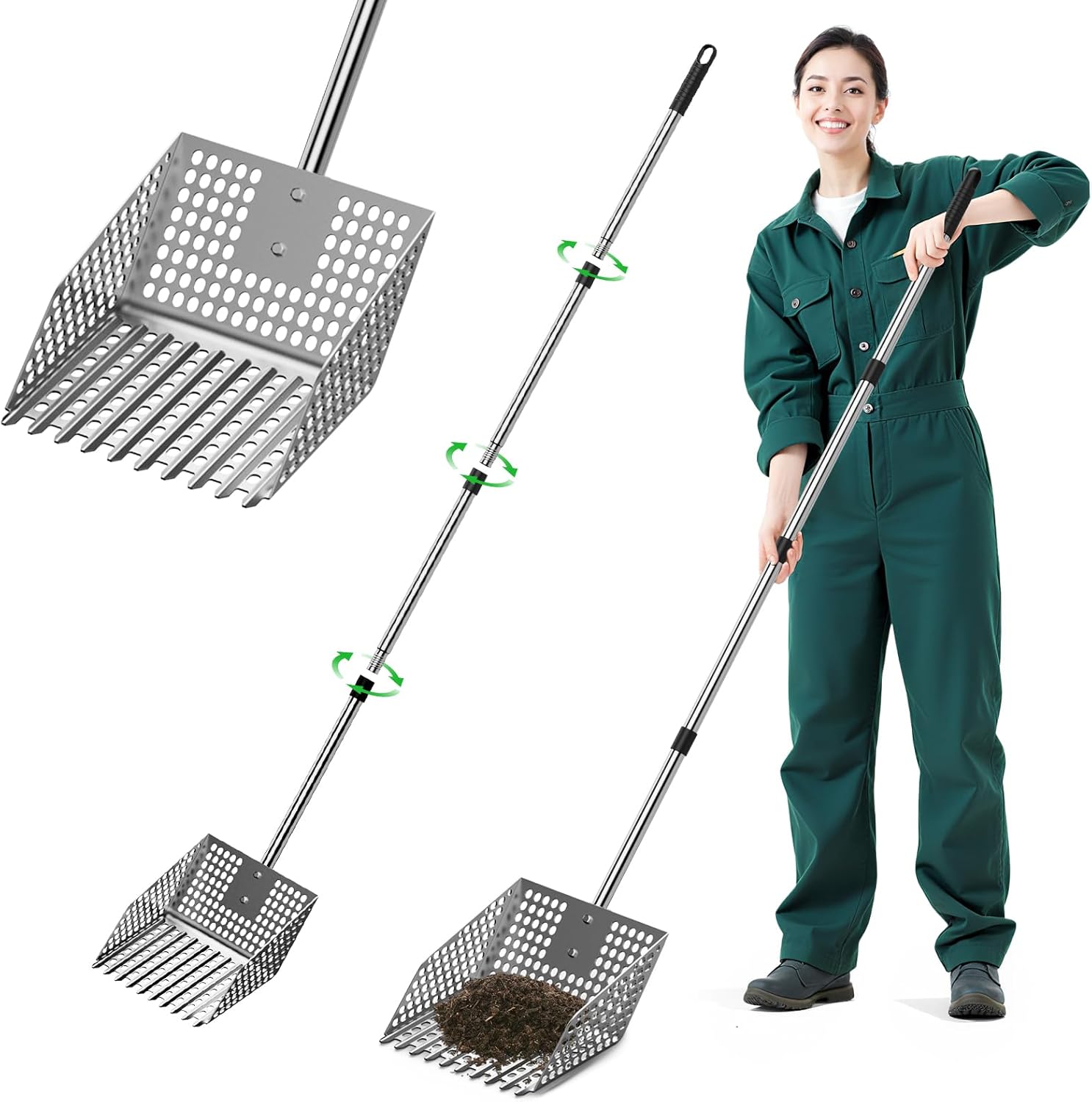 Stainless Steel Chicken Poop Scooper & Rake for Easy Cleanup