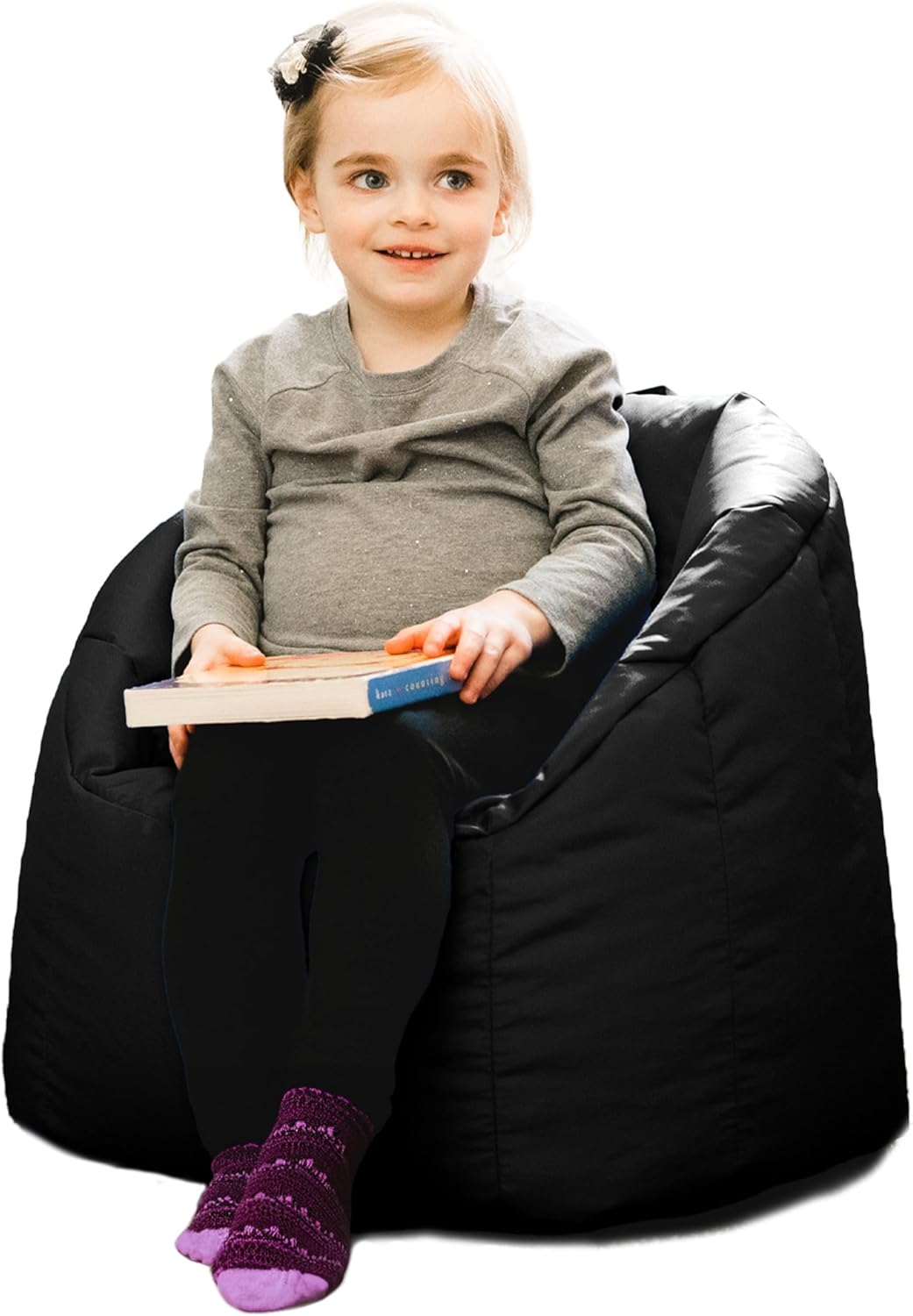 Big Joe Milano Kid's Smartmax Black Beanbag Chair for Comfort