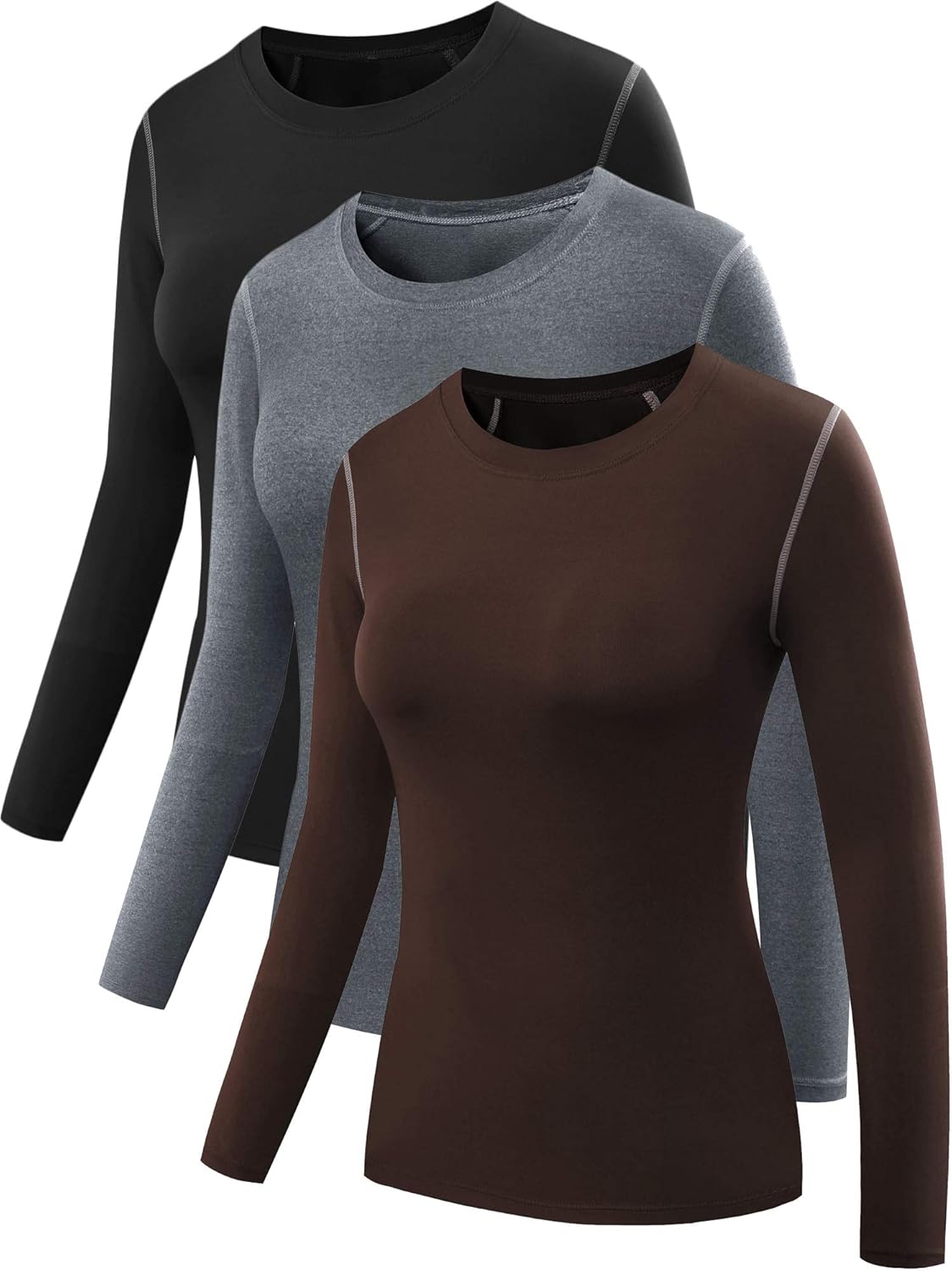 NELEUS Women's Compression Long Sleeve T Shirt 3 Pack for Sports