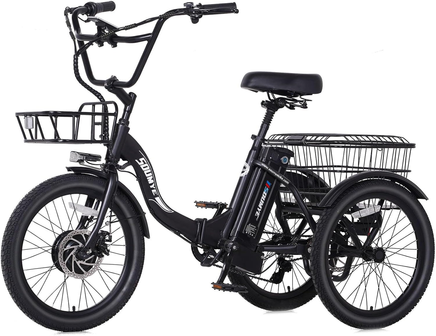 Electric Tricycle for Adults with Removable Battery and Basket