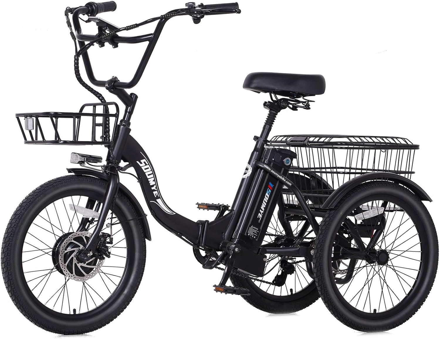 Electric Tricycle for Adults with Removable Battery and Basket