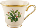 Lenox Holiday Teacup with Holly and 24K Gold Trim - Festive Drinkware