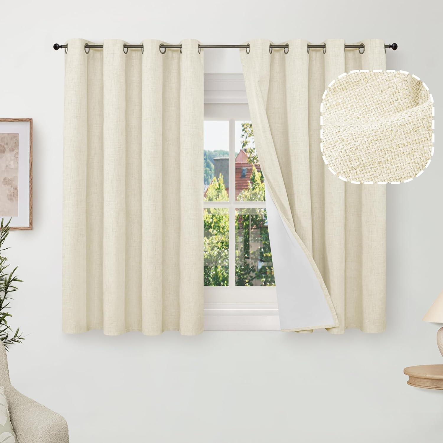 Short Linen Blackout Curtains for Total Light Blocking Comfort