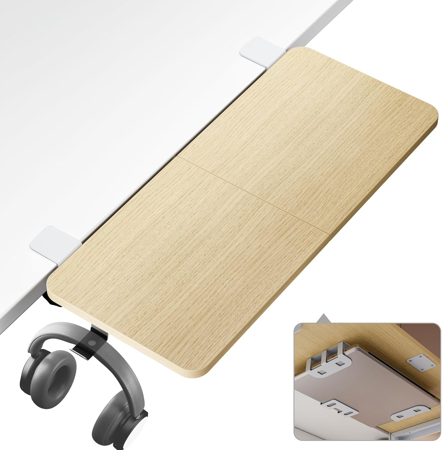 PEGZONE Desk Extender Tray Clamp On Shelf for Workspace Support