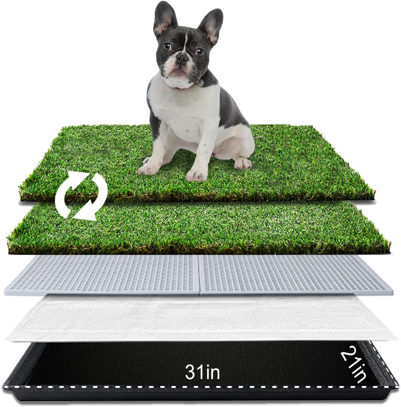 HQ4us Dog Grass Pad with Tray for Medium Dogs - Less Stink