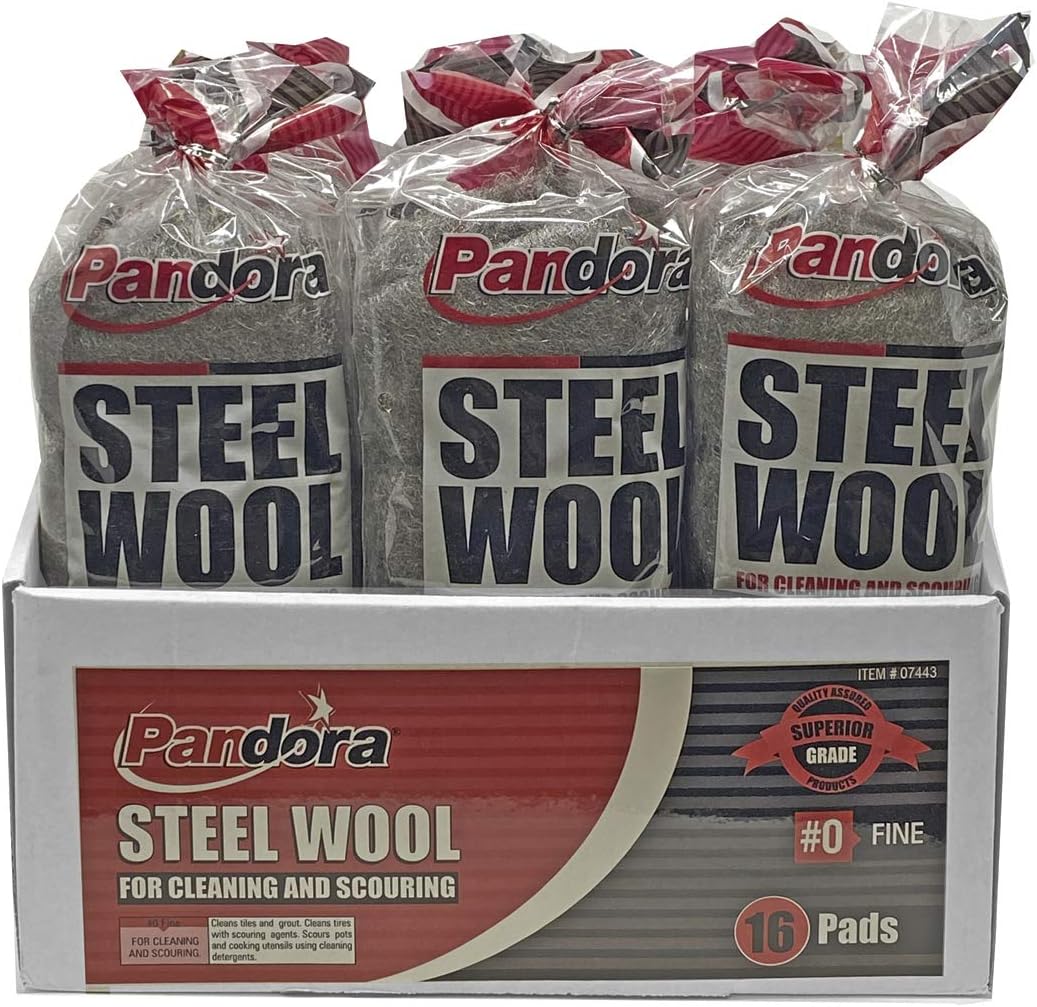 Pandora Steel Wool #0 - Fine Grade Cleaning Pads for Home Use