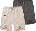 Mens Linen Shorts with Elastic Waist and Drawstring - Summer Beach Fit