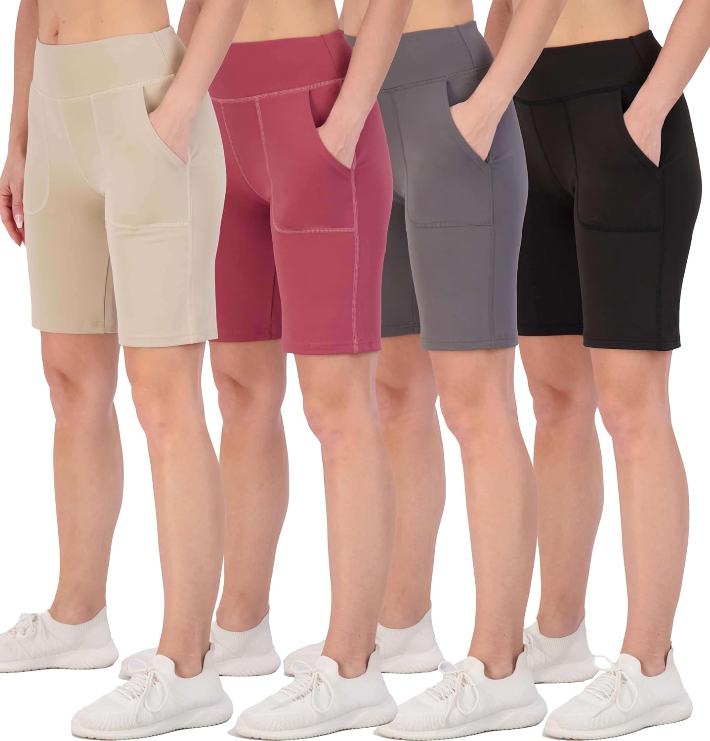 Real Essentials Women's 9in Bermuda Long High Waisted Shorts