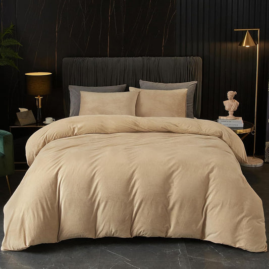 Ivellow Velvet Flannel Duvet Cover King Size for Cozy Luxury