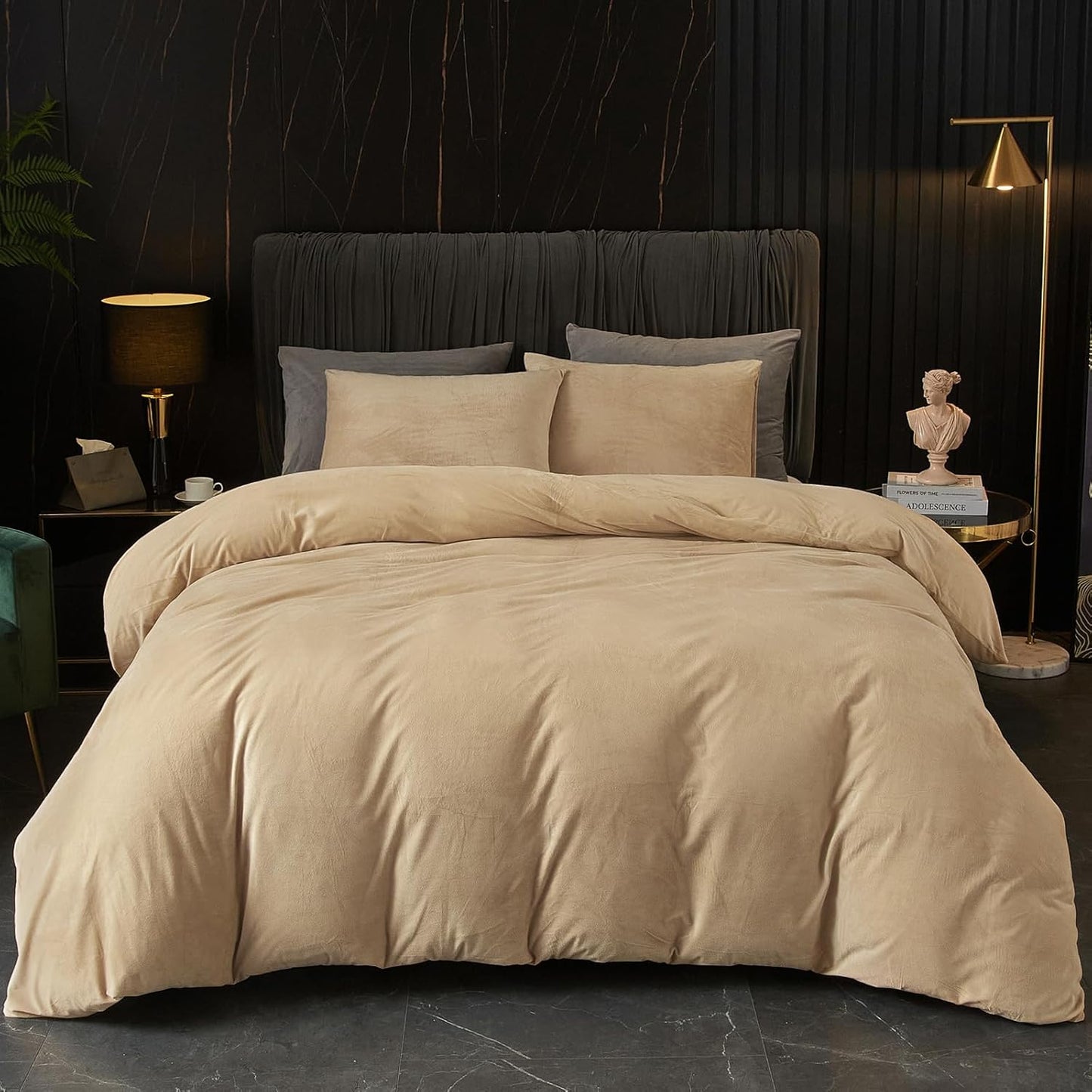Ivellow Velvet Duvet Cover Queen Set for Luxurious Comfort
