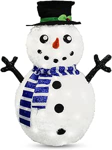 3FT Christmas Collapsible Snowman Plush Yard Light Decorations