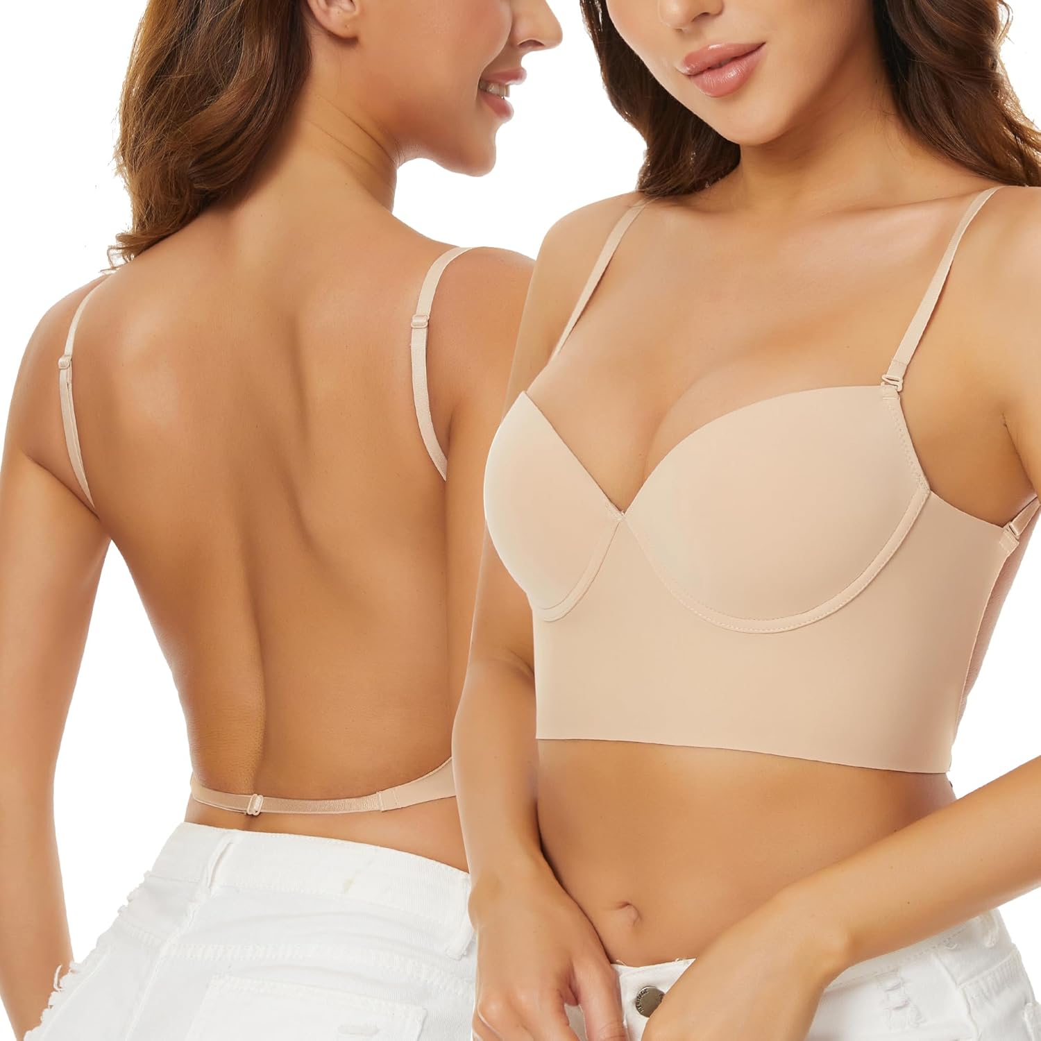 Low Back Bras for Women - Seamless Invisible Backless Bra