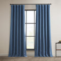 Faux Linen Curtains 50W x 84L - Denim Room Darkening Panel
