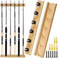 Wall Mounted Fishing Rod Holder Wooden Vertical Rod Rack - Holds 6