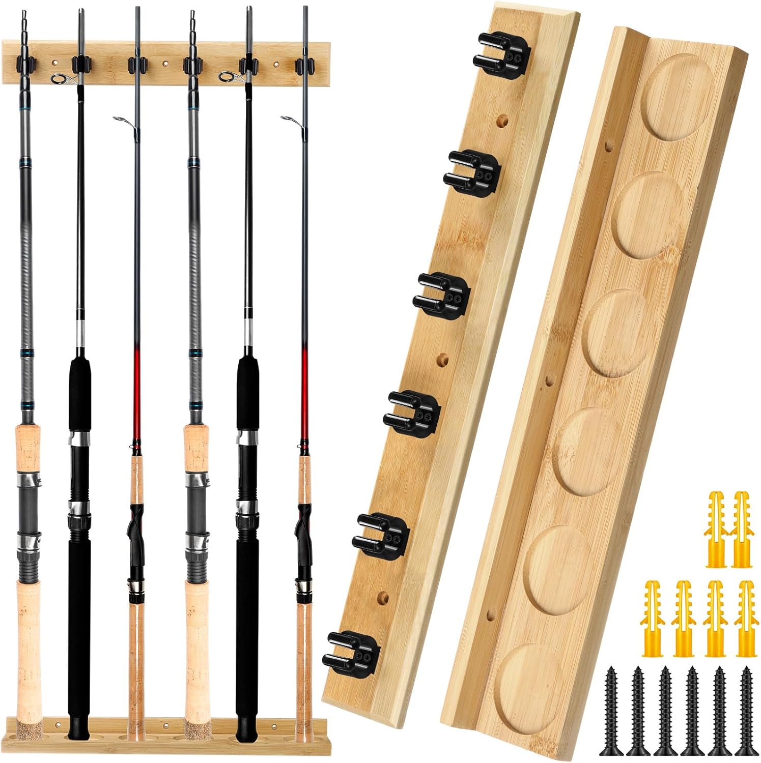 Bamboo Fishing Rod Holder - Organize 6 Rods!