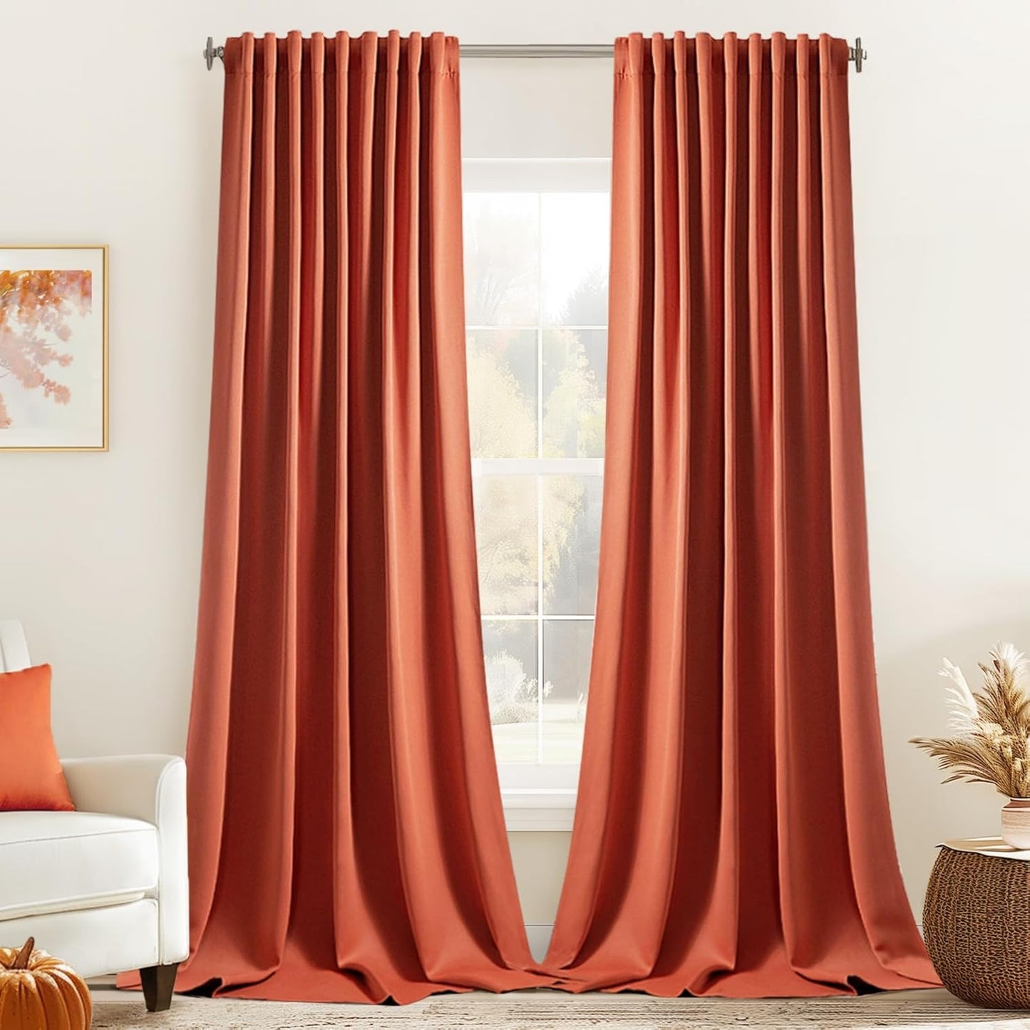 MIULEE Burnt Orange Blackout Curtains for Elegant Home Decor