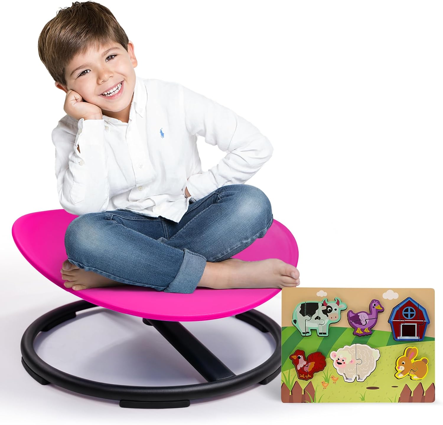 Autism Kids Spin Chair, Body Coordination Trainer (Rose)