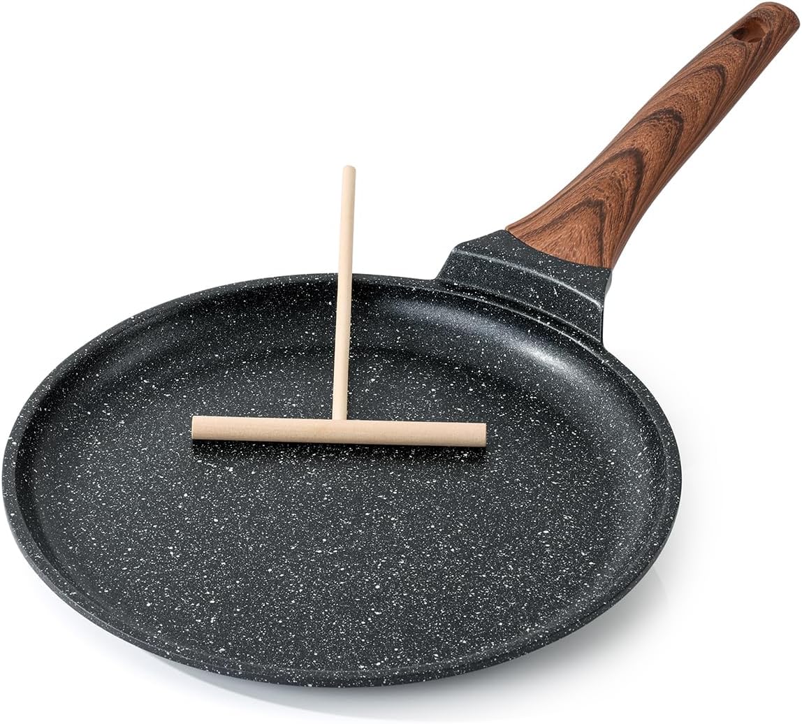 10 Inch Nonstick Crepe Pan - Granite Coated for Induction Stoves by Kordisen