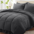 Queen Size Bed in a Bag 7 Pieces - Dark Grey All-Season Comforter Set