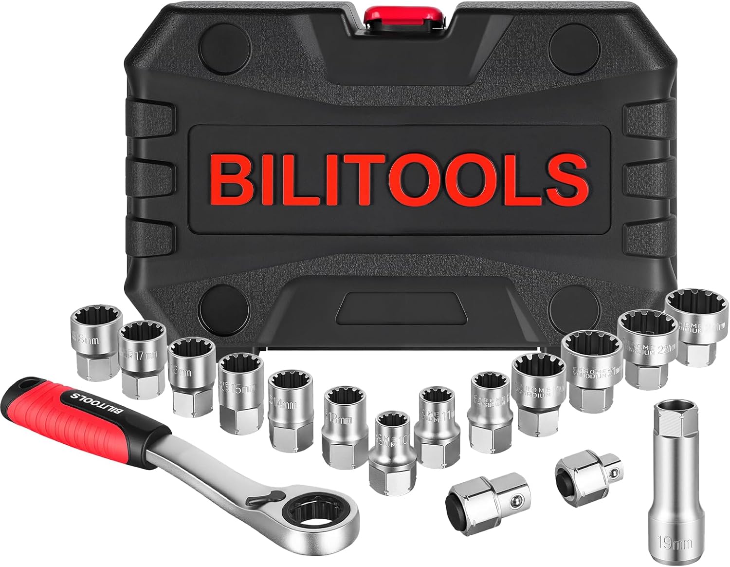 BILITOOLS 17PCS Pass Through Socket Set for Mechanics Tools