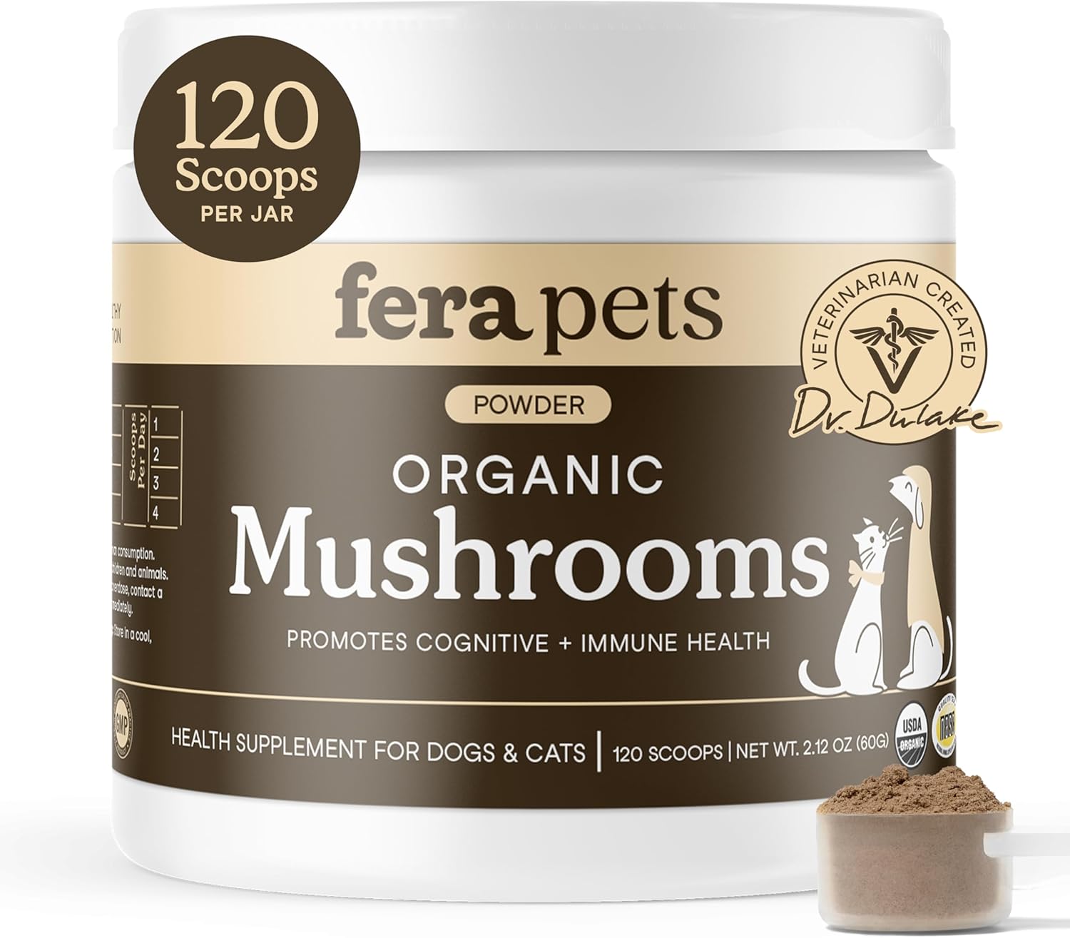 Fera Pets Mushroom Supplement for Dogs & Cats - Immune Support