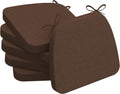 D-Shaped Chair Cushions 2 in Thick Dining Pads Set of 6 - Brown