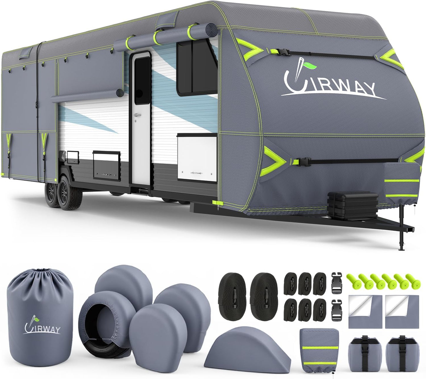 UIRWAY 600D RV Cover for 24-27ft Trailers, Waterproof & Durable
