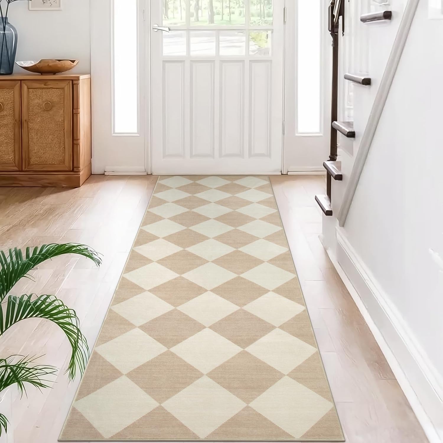 Beeiva Checkered Print Rug Runners for Hallways Non Slip 2.5x8