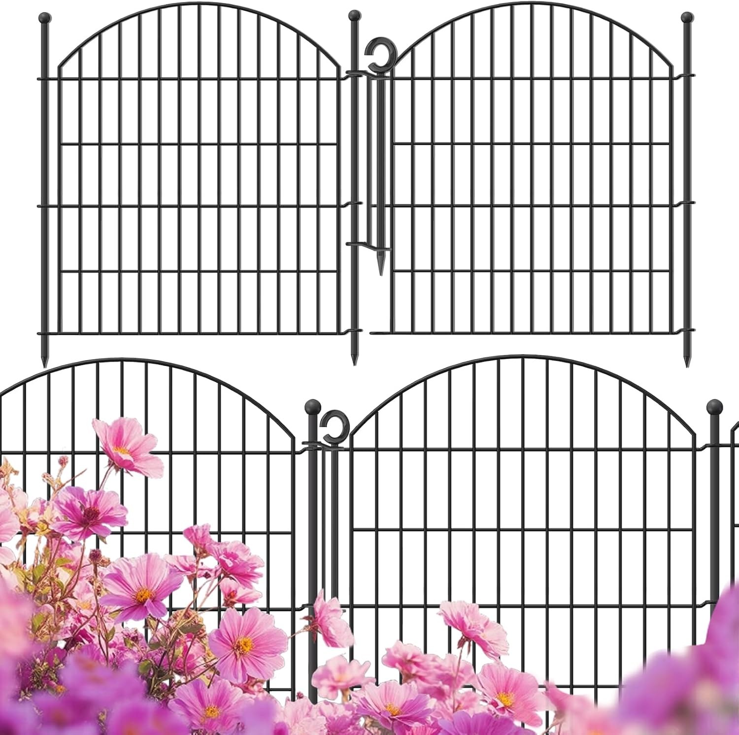 Decorative Garden Fence 32in x12ft, No Dig Animal Barrier