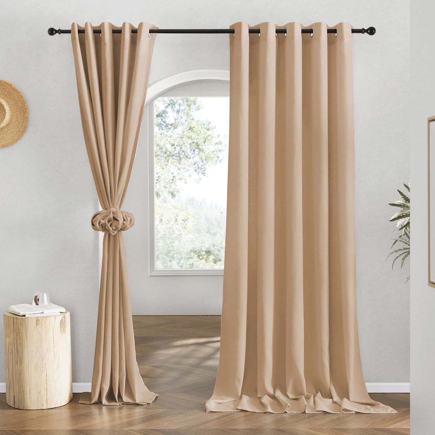 NICETOWN Flax Camel Linen Curtains for Room Divider Privacy