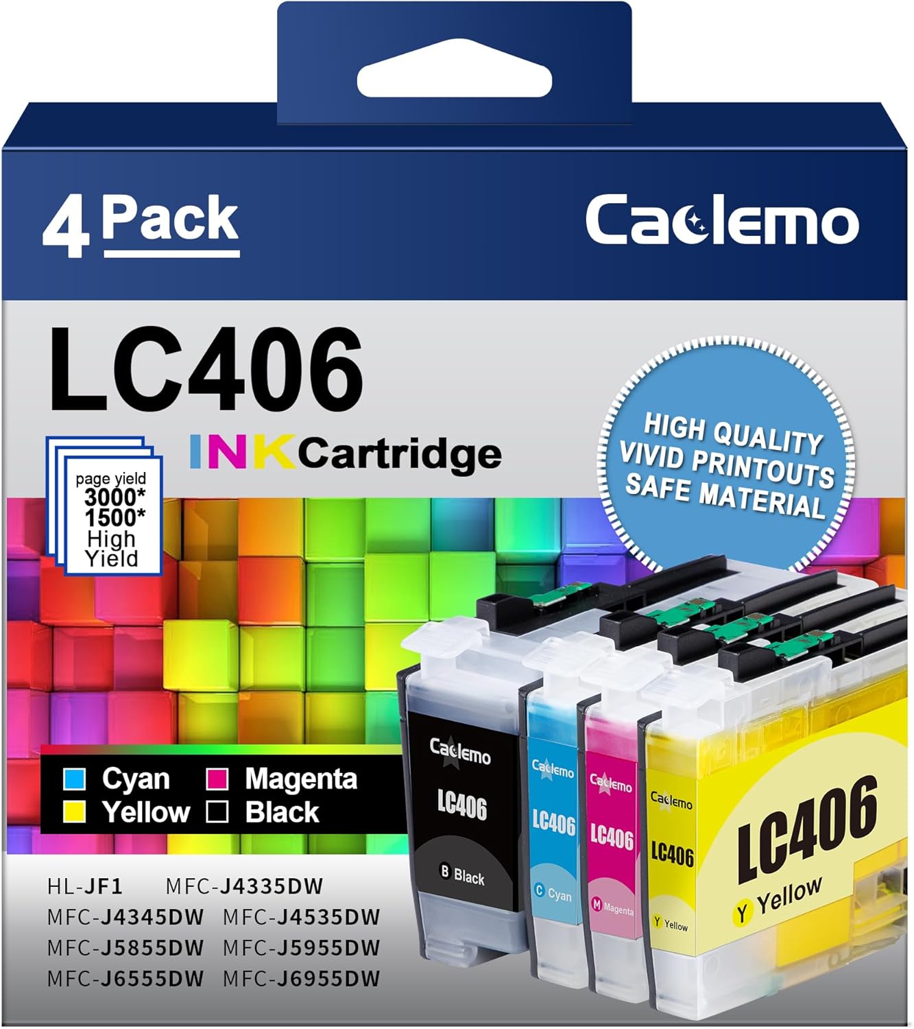 LC406XL Ink Cartridges 4 Pack for Brother Printers