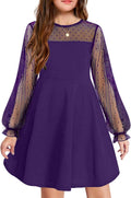 Arshiner Girl's Contrast Mesh Puff Dress with Pockets - Twirl Ready
