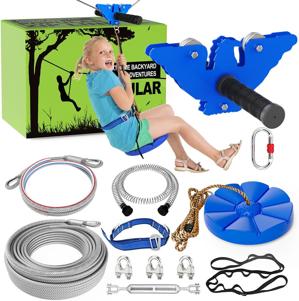120FT Zip Line Kit for Kids and Adults - Backyard Fun