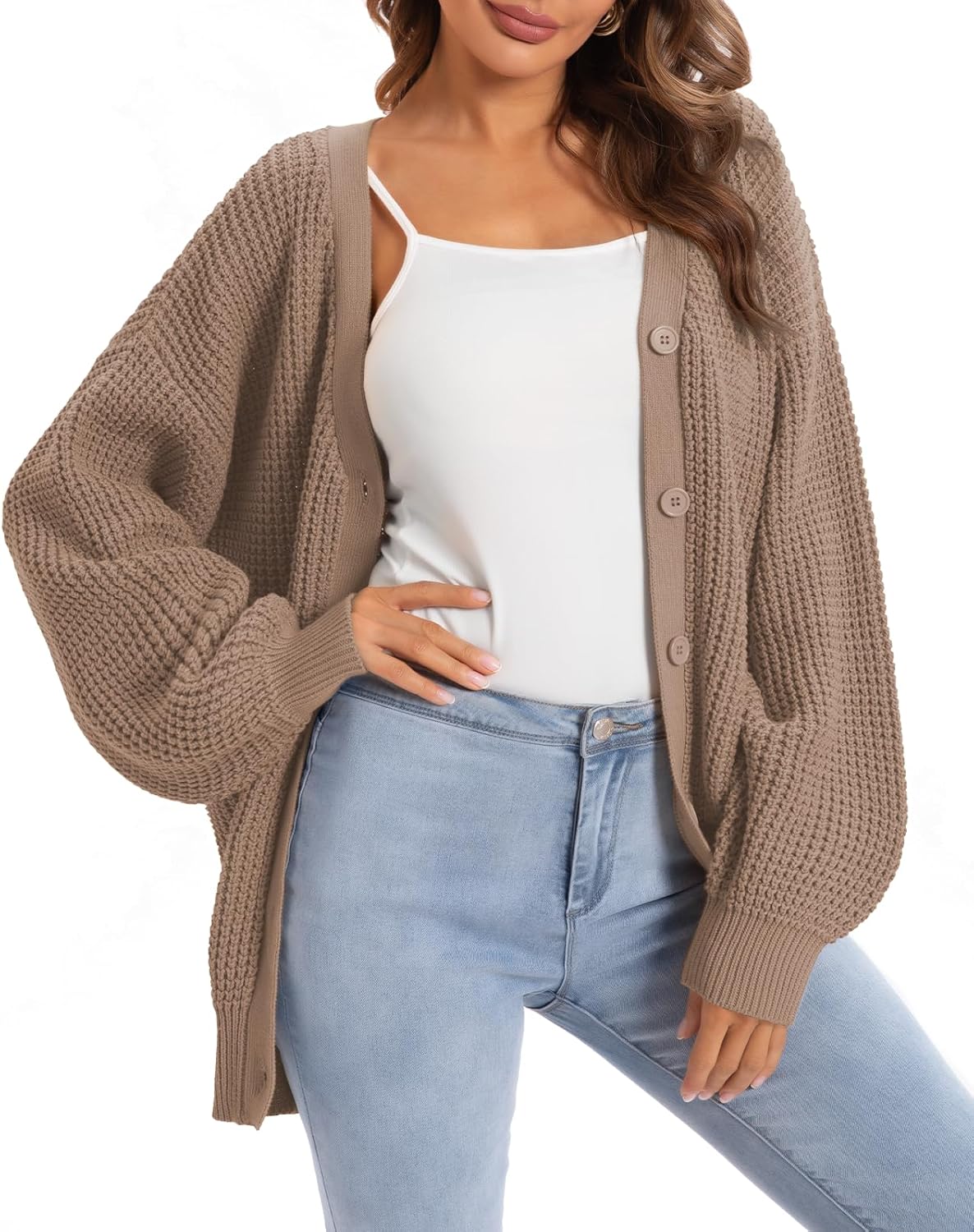 QUALFORT Cardigan Sweaters for Women - Cozy Cotton Knit Outerwear