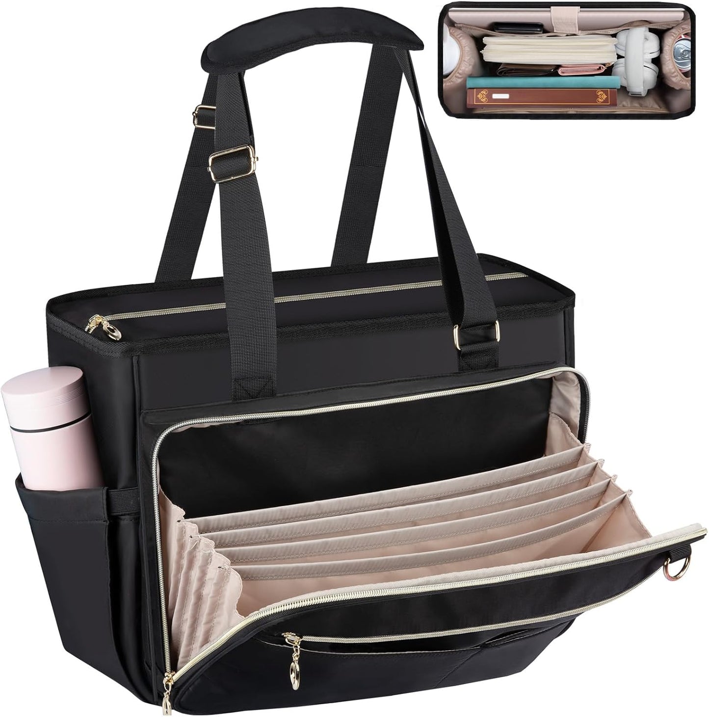 Large Teacher Tote Bag with Insulated Pocket for Nurses