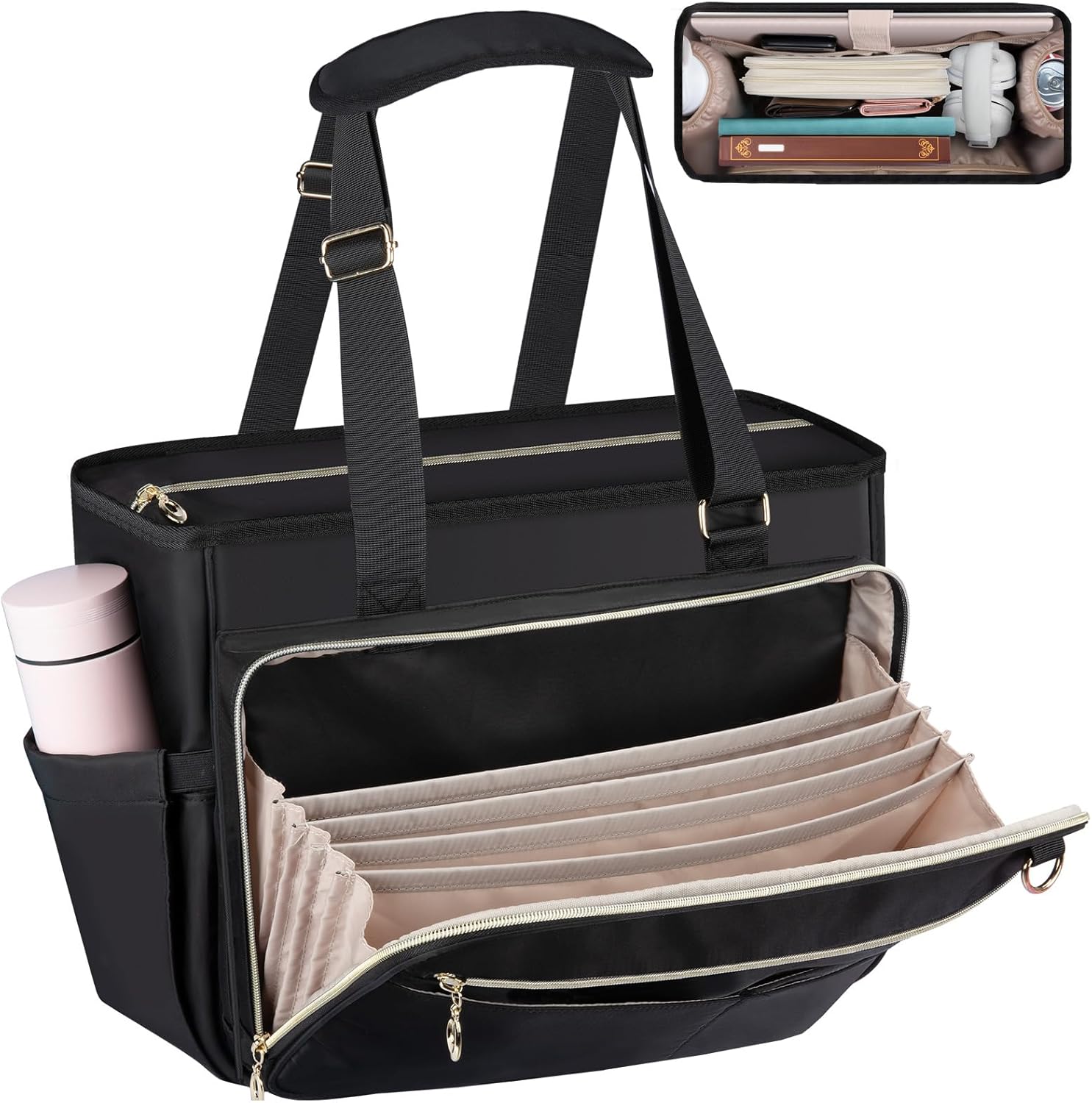 Large Teacher Tote Bag with Insulated Pocket for Nurses