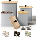 Kitchen Canisters for Countertop Set of 4 - Large Gray Chalkboard