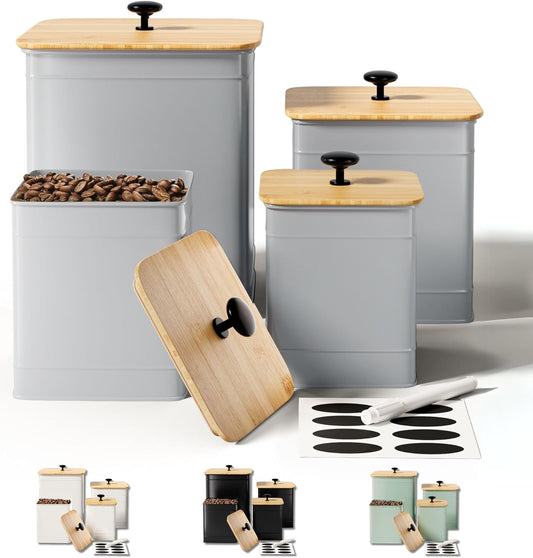 Kitchen Canisters Set of 4 with Airtight Lids and Labels