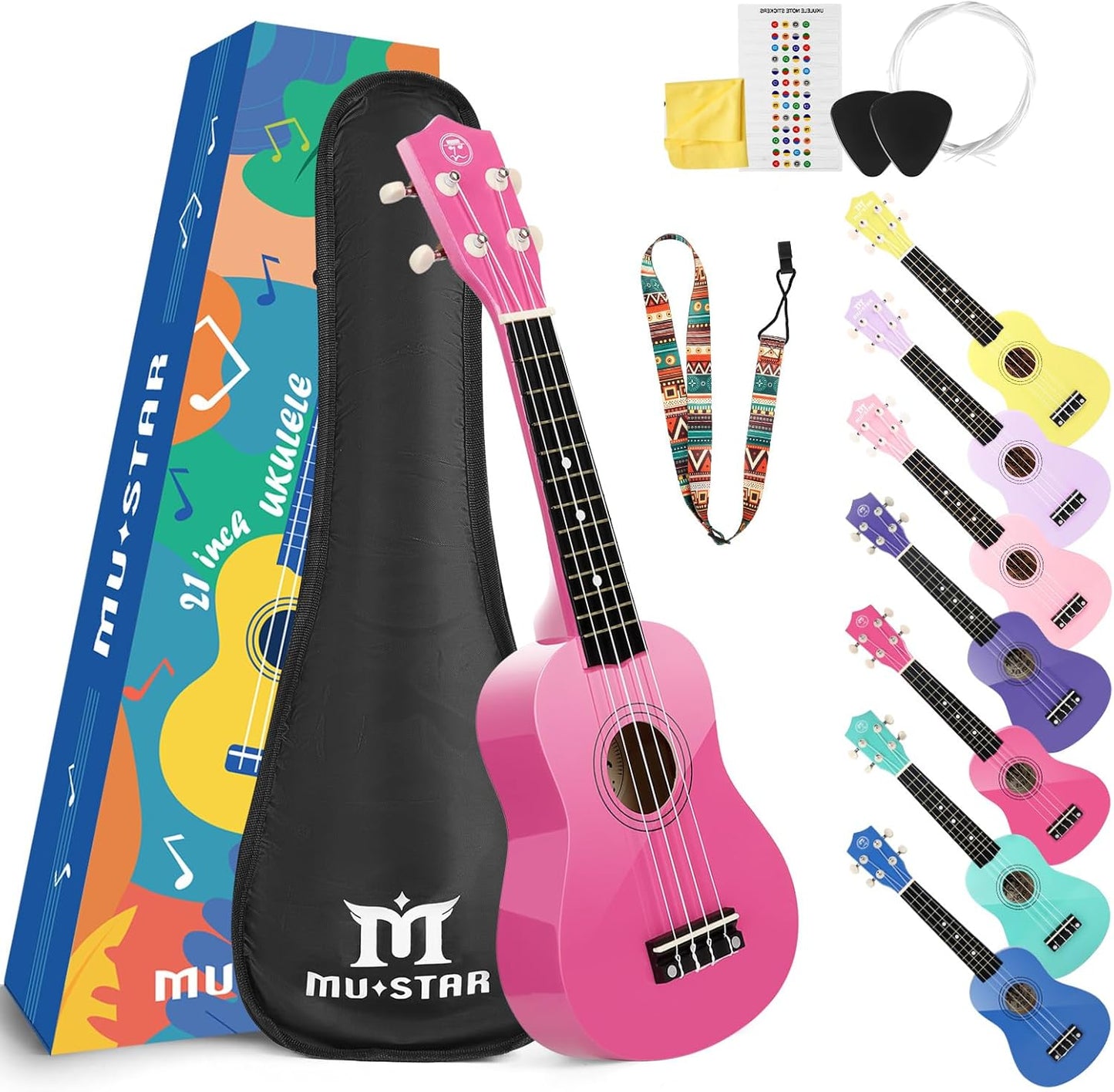 MUSTAR Soprano Ukulele Beginners Kit - Perfect for Kids & Adults