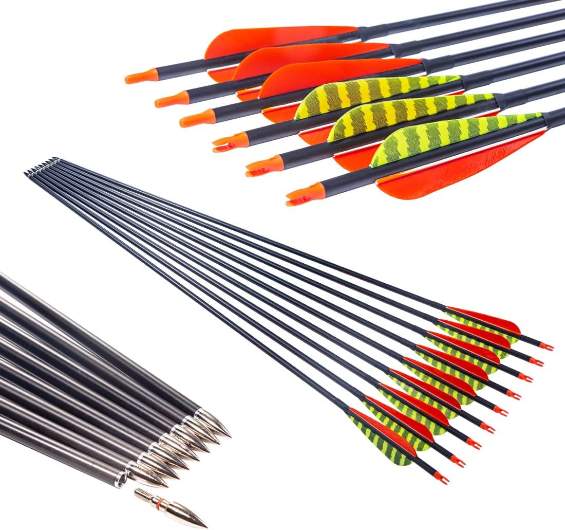 Traditional Archery Carbon Feather Arrows for Recurve Bow Hunting